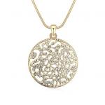 Gold Tone Spheric Filigree Crystal Translucent 32 inch Pendant.JPG